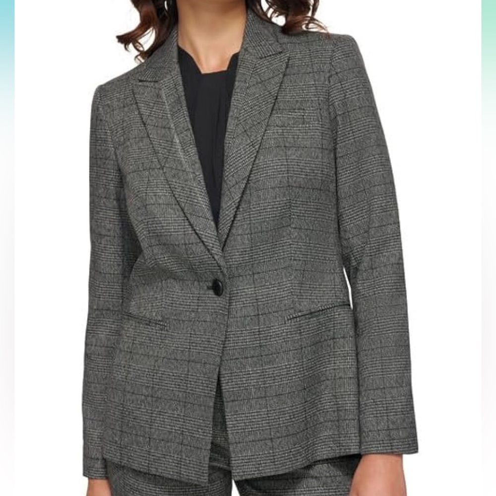 Calvin Klein Women's Menswear-Inspired One-Button Blazer Size 8